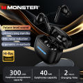 Monster XKT26 Bluetooth 5.4 Earphones Hifi Bass Stereo Wireless Headphones Gamer Headset TWS ENC Noise Reduction Sports Earbuds. 