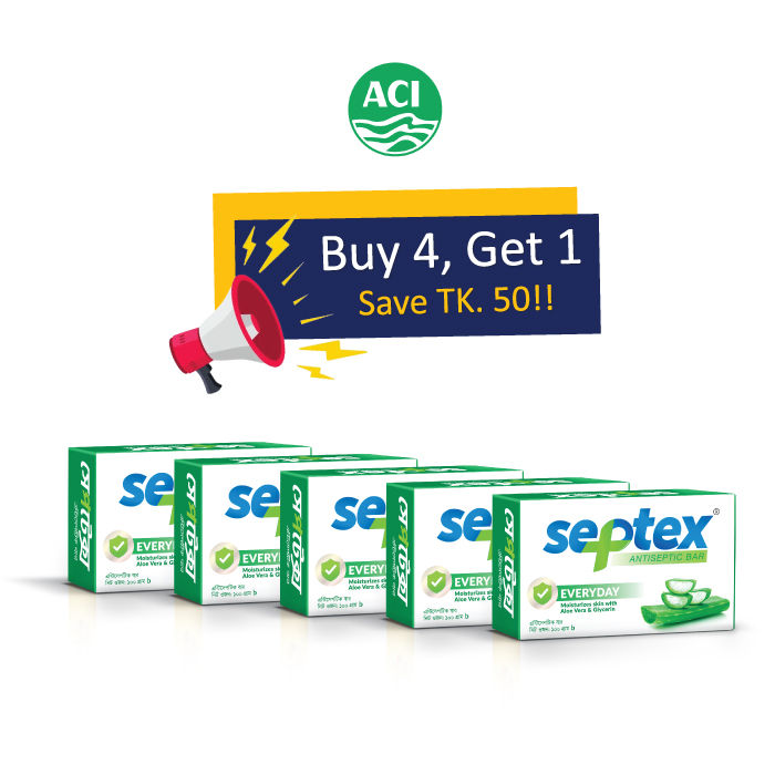Septex Everyday Antiseptic Bar 100gm Buy 4 get 1 free