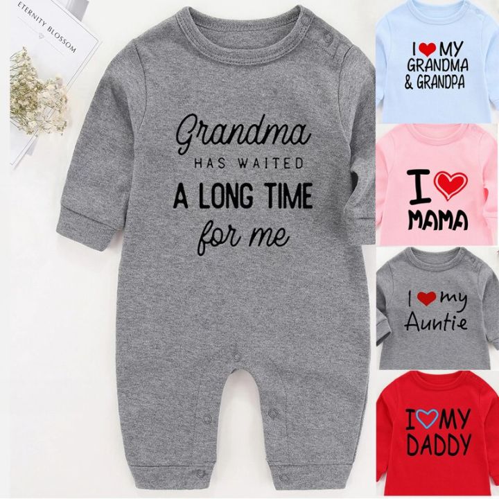 Grandma Has Waited A Long Time for Me Baby Boy Winter Costume Autumn Outfit Long Sleeve Baby Romper Girl Clothes for Newborn