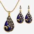 Carat 3Pcs Rhinestone Earrings Jewelry  Gemstone Peacock Pendant Fashion Necklace. 