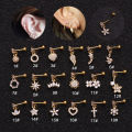 1 pc Heart Hexagon Crystal Tragus Ear Piercing Plug Stainless Steel Daith Earrings Helix Cartilage Studs. 