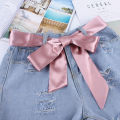 Girl Wide Waist Fabric Belt Women Ladies Silk Scarf Solid Ribbon Knot Rope Dress Stylish Gift GJCUTE. 