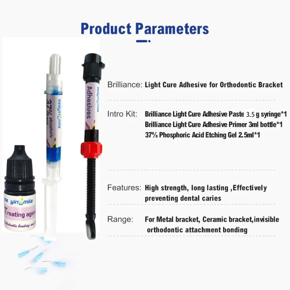 Dental Orthodontic Light-cure Adhesive Full Kit Adhesive Bondable Glue Bonding Brackets Buccal Tube Braces Bonding System 645f86e197b73a0bfc34efbb