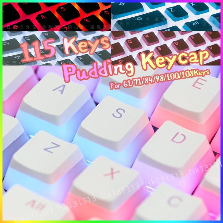 115keys PBT Pudding Keycap OEM Profile Transparent Keycaps For RK61 RK71 For 61/71/87/104 Layout Mechanical Keyboard Keycaps