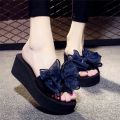 Women Bow Summer Sandals Slipper Indoor Outdoor Beach Shoes Summer Women's Shoes Flip Flops on The Platform. 