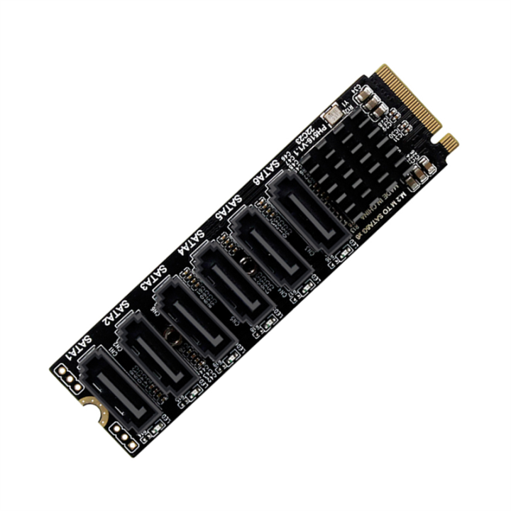M.2 NVME PCI-E PCIE X4 X8 X16 to 6 Port 3.0 SATA Adapter Card Riser ASM1166 Chassis Server PC Computer Expansion Card, Durable Fine Workmanship