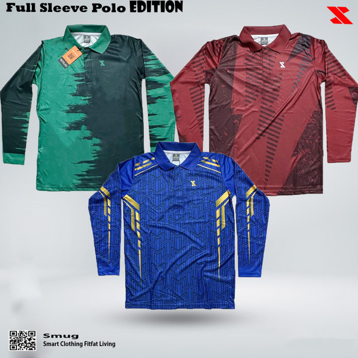 SMUG Premium POLO Full Sleeve Sports T-shirt Combo Pack -3 Pcs -Blue, Maroon and Green color