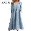 Farfi Women Dress Short Sleeve Nude Color Party Dress. 