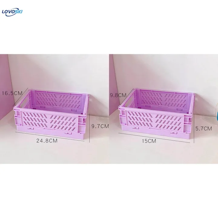 2x%20Folding%20Storage%20Basket%20Storage%20Crate%20with%20Handle%20for%20Bedroom%20Desk%20Green%20-%20Image%204