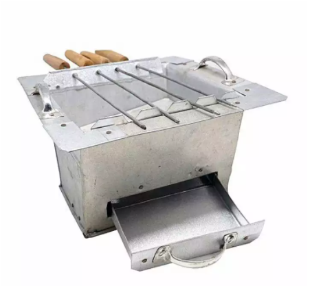 BBQ%20Grill%20Tin%20Made%20Maker%20with%205%20stick%20-%20Silver%20-%20Image%202