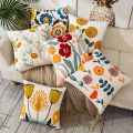 Towel embroidered Flower Cushion Cover Linen Simple Sofa Headboard Pillow Case Office Cushion Cover Cogines 45x45cm. 