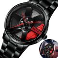 （NEW）Wheel Watch Men Vacuum Plating Car Rim Hub Style Non-Mechanical Watches Stainless Steel Quartz Wristwatch. 