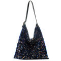 Japanese and Korean bling shoulder bag 2024 spring glitter tote bag simple and versatile large capacity armpit casual women's bag. 