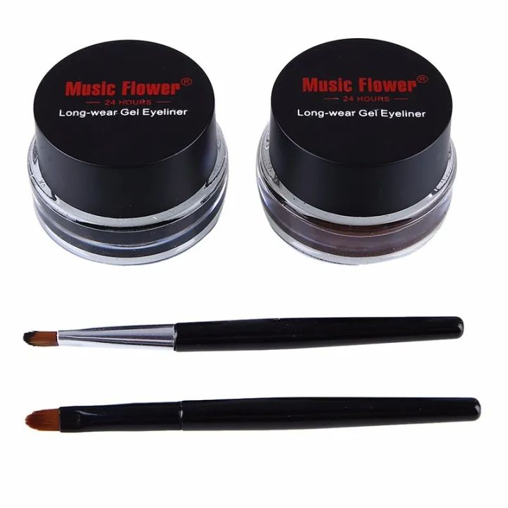 Music%20Flower%204In1%202-color%20Black%20+%20Brown%20Gel%20Eyeliner%20Makeup%20Waterproof%20Eye%20Liner%20Kit%20Eye%20Makeup%20Tool%20With%20Brush%2024H%20Long%20Lasting%20Eyeliner%20Gel%20-%20Kajol%20-%20Image%205