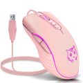 USB Wired Gaming Mouse Pink Computer Professional E-sports Mause 2400 DPI Colorful Backlit Silent Mice for Lol Data Laptop Pc. 