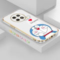 (Free Lanyard) For Realme 12 Pro Plus 5G C65 Realme Note 60 Back Cover Cute Cartoon Doraemon Square Edge Pattern Cover Luxury Plating Soft Phone Case.