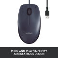 Logitech B100 Wired USB Mouse, 3-Buttons, Optical Tracking, Ambidextrous PC / Mac / Laptop - Black. 