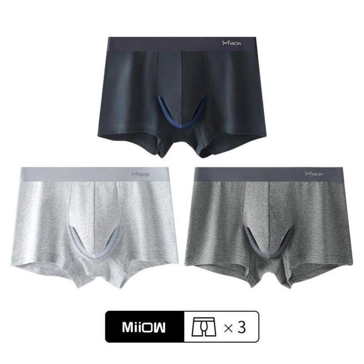 MiiOW 3Pcs  Organic Cotton Boxers Shorts Underpants Soft Cotton Trunks Man Underwear Boxer Men Freegun Breathable Mesh Panty