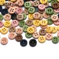 100pcs 9mm Mixed 4 Hole Wooden Buttons For Clothing Decorative Sewing Button Accessories Scrapbooking Crafts Home Decor. 