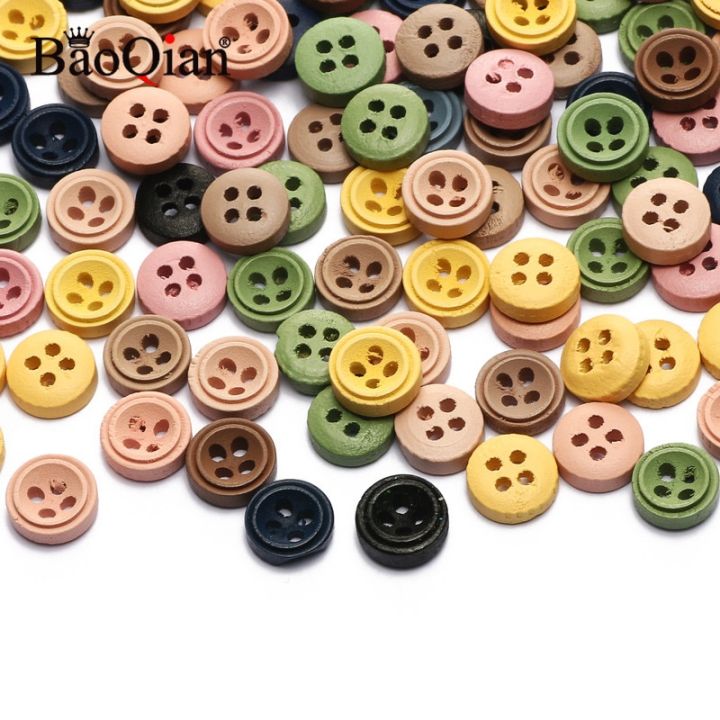 100pcs%209mm%20Mixed%204%20Hole%20Wooden%20Buttons%20For%20Clothing%20Decorative%20Sewing%20Button%20Accessories%20Scrapbooking%20Crafts%20Home%20Decor%20-%20Image%204
