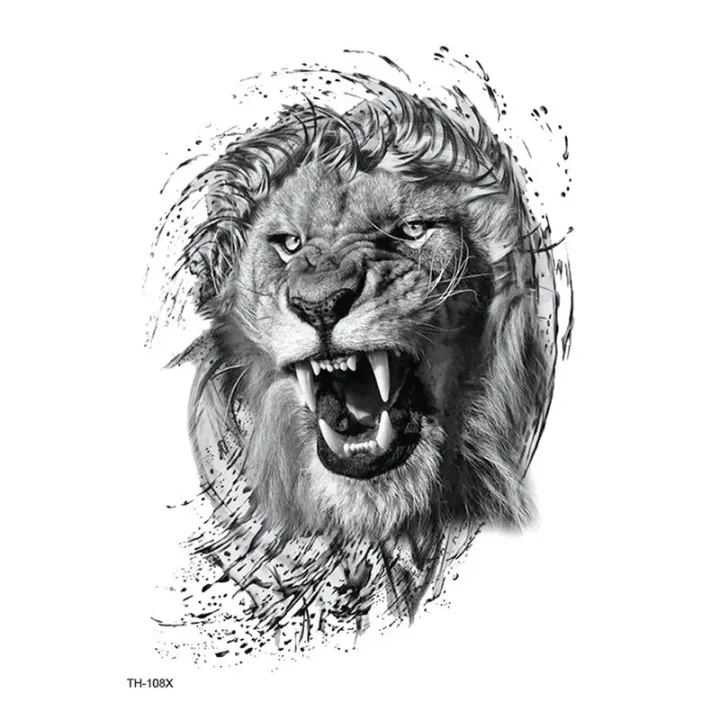 Waterproof%20Temporary%20Half%20Arm%20Sleeve%20Tattoo%20Cool%20Tiger%20Lion%20Animal%20Tattoo%20Stickers%20Body%20Art%20For%20Men%20Personality%20Tattoos%20New%20-%20Image%202