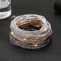 5Pcs/Lot Elastic Crystal Bracelets 2mm Charming Gold Color Crystal Rhinestones Metal Bangle Bracelet Jewelry DIY Gift Qoddess. 