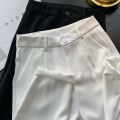 2023 Summer Pants Women Korean Style Casual High Waist Korean Fashion Solid Office Ladies Elegant Black Straight Suit Trousers. 