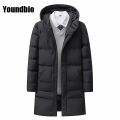 Winter Men Parkas Hooded Warm Mid-Length Coat Men Solid Color Casual Fashion Streetwear Parka Coat Men Large Size 8XL.