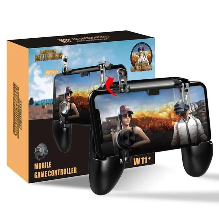 PUBG Mobile Wireless W11+ Gamepad Remote Controller Joystick for iPhone Android - Black