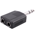 3X Mono 6.35mm Male Plug to Dual 6.35mm Female Socket Splitter Adapter Connector.