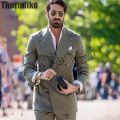 Thorndike 2022 Men Wedding Suits Groom Slim Fit Double Breasted Suit Set High Quality Two Piece Casual Party Suits(Jacket+Pants). 