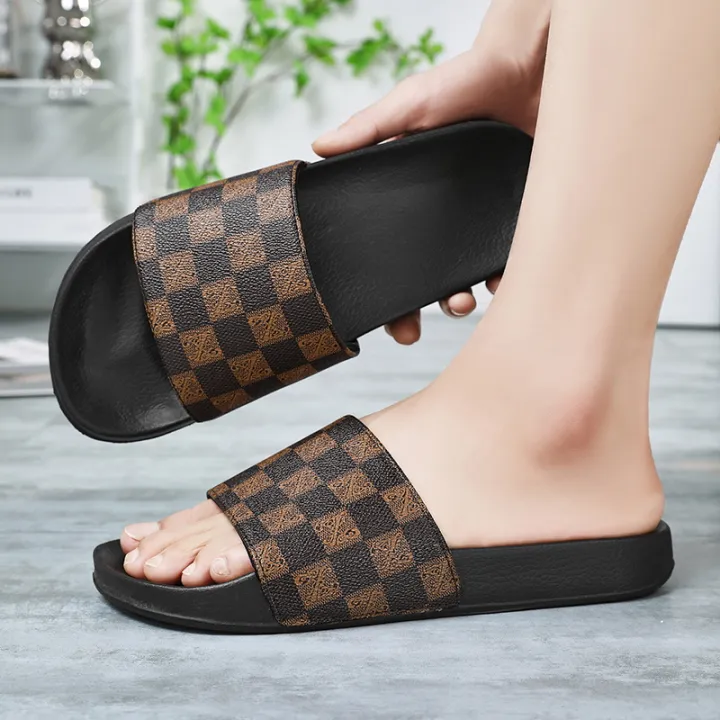 Quality%20And%20Durability-Stylish%20Black%20And%20Chocolate%20Color%20CHESS%20Slide%20Slipper%20Sandal%20For%20Men%20S30%20-%20Image%202
