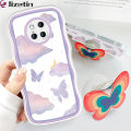 Jizetin for Huawei Mate 20 Pro Back Cover + Free Pop Socket Colorful Butterfly Soft Wavy Shape TPU Phone Case For Girls Boys.