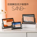Square Moving sand art Artistic Glass Moving 3D sand picture Rotatable 3D Glass deep sea sandscape for Home decor Office desk. 
