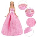 【LuckyBabyFans Store】(New) fashion 15 items/set doll accessories = 5 dresses random pick 10 shoes wedding Noble party gown clothes for Barbie doll outfit. 