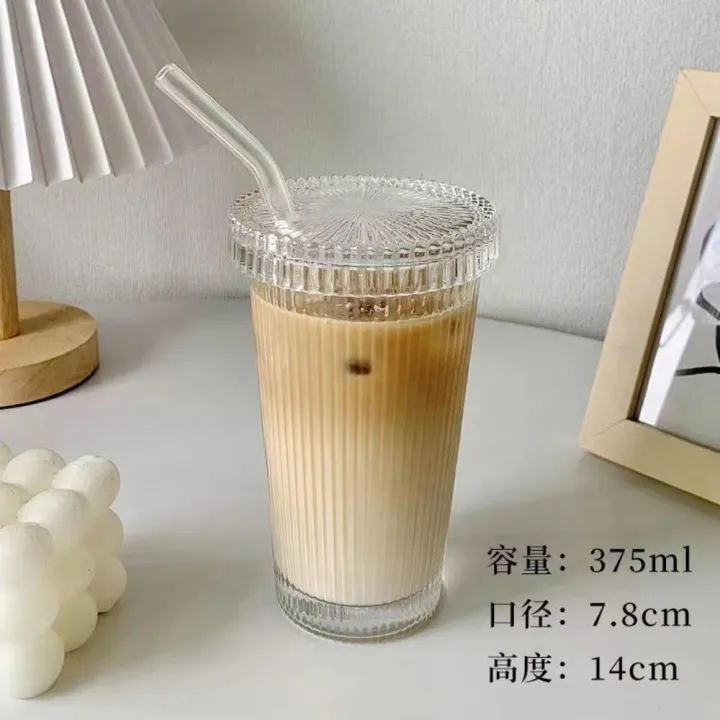375ml%20Stripe%20glass%20cup%20Elegant%20glasses%20With%20lid%20and%20straw%20Lid%20straw%20cup%20Birthday%20gifts%20Glass%20material%20Japanese%20style%20cup%20for%20-%20Image%207
