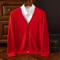 Cashmere Sweater Men's V-neck Sweater Fashion Casual Knitting Underlay Woollen Coat Cardigan Spring Autumn Winter. 