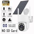 5MP Camera Wifi Outdoor Surveillance Security Camera Solar Panel Surveillance Cameras 6000mAh IP66 Wireless 2 Way Talk Detect.