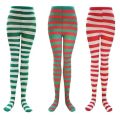 Goth Punk Women Striped Pantyhose Rainbow Long Tights Christmas High Waist Cosplay Stocking Elastic Slim Legging Long Socks.