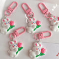【100%-original】 Cute Mini Tulip Rabbit Keychain Lovely Pink Bunny Doll Key Chain For Women Girl Kids Bag Earphone Box Hangings Keyring Pendant Cherry Super Store. 