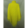 High Neck Fringe Poncho Sweater for Women, Acrylic Wool, Free Size, Multiple Colors Available. 