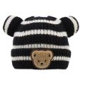 Baby fall and winter children's knitted cap baby boy baby girl baby striped bear head wool cap rolled warm hat baby accessories.