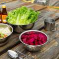 3 High Quality Stainless Steel Mixing Bowl Set with Scale for Camping Hiking. 