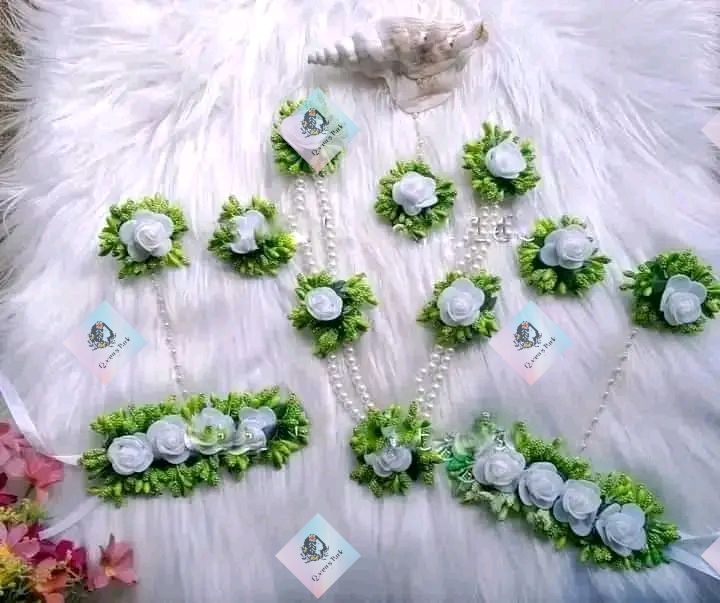 Exclusive design artificial flower jewellery set floral ornaments pieces  set flower jewellery