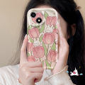 Fresh Tulip Phone Case Compatible For IPhone 11 14 13 12 Pro Max XR X XS Max 7 6 8 6s Plus SE 2020 Cute Sweet Bunny Flower Shockproof 3D Wavy Curved Edge Soft Cartoon Cover.