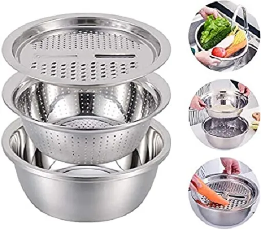 Silver%203%20in%201%20Stainless%20Steel%20Drain%20Basket%20Vegetable%20Cutter,%20For%20Kitchen%20-%20Image%204
