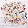 30/60/100pcs Random Mix Enamel Floating Charms For Jewelry Making Supplies DIY Locket Components Flowers Heart Charm Accessories.