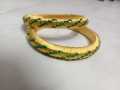 1 pair Golden Sutar churi bangles/churi size for girls and women Shutar churi Silk Elegance: Handcrafted Silk Thread and Plastic Bangles. 