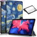 【FUPANG】with Lenovo Tab p11 plus case 2021 (TB-J607F) and tab p11 case 11 inch 2020 (mible/x),[auto Slim thin PU leather tri-fold cover with magnetic stand # Black. 