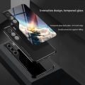 Biruiqu For Tecno Camon 40 Pro Starry Colorful Tempered Glass Back Soft Silicone Edge Case Cover. 